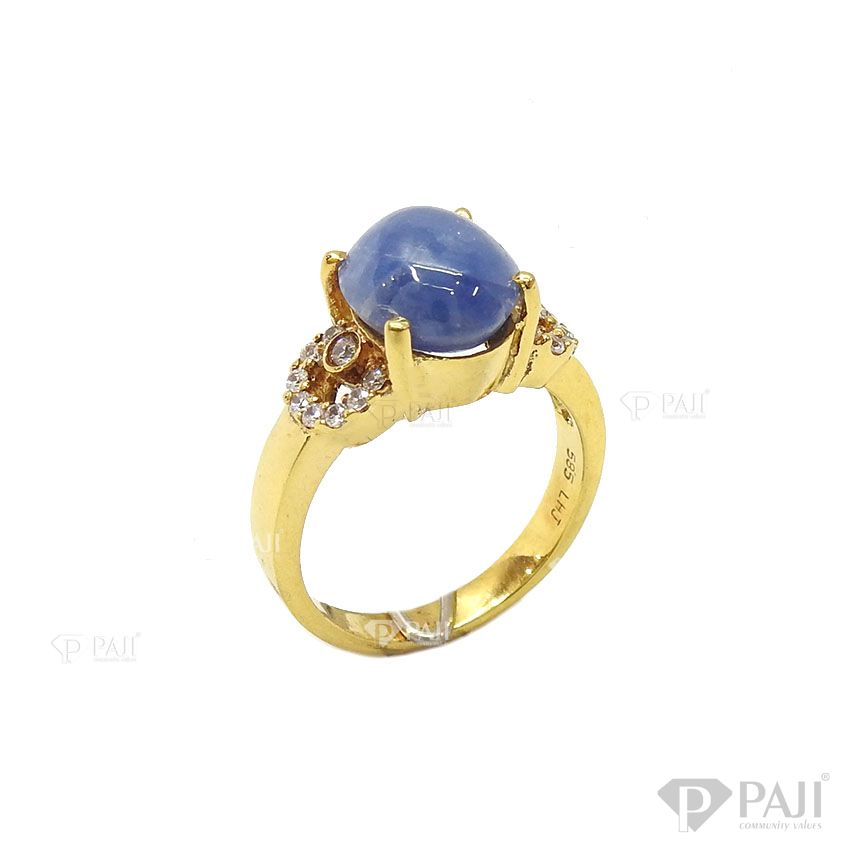 Nhẫn sapphire xanh nữ vàng 14k bền đẹp, chất lượng đá đảm bảo, màu sắc tươi sáng