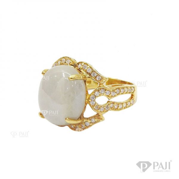Nhẫn vàng nữ đá quý sapphire trắng vàng 18k chế tác tinh xảo, sắc nét, chất lượng đá đảm bảo